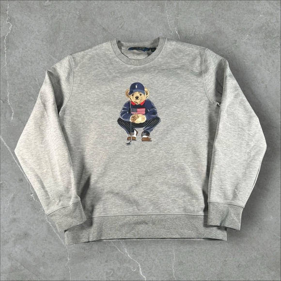 Polo Ralph Lauren Other - Polo By Ralph Lauren Sweatshirt Mens Large Grey Polo Bear Golf Crewneck US Flag